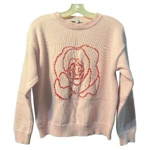 Pretty Garbage Pink Rose Knitted Sweater Size Small